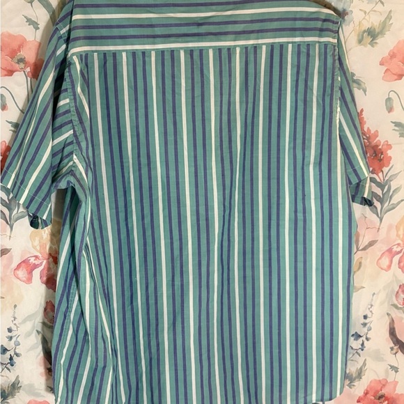 Vintage The Men's Store Blue and Green Striped Casual Shirt - Picture 5 of 8